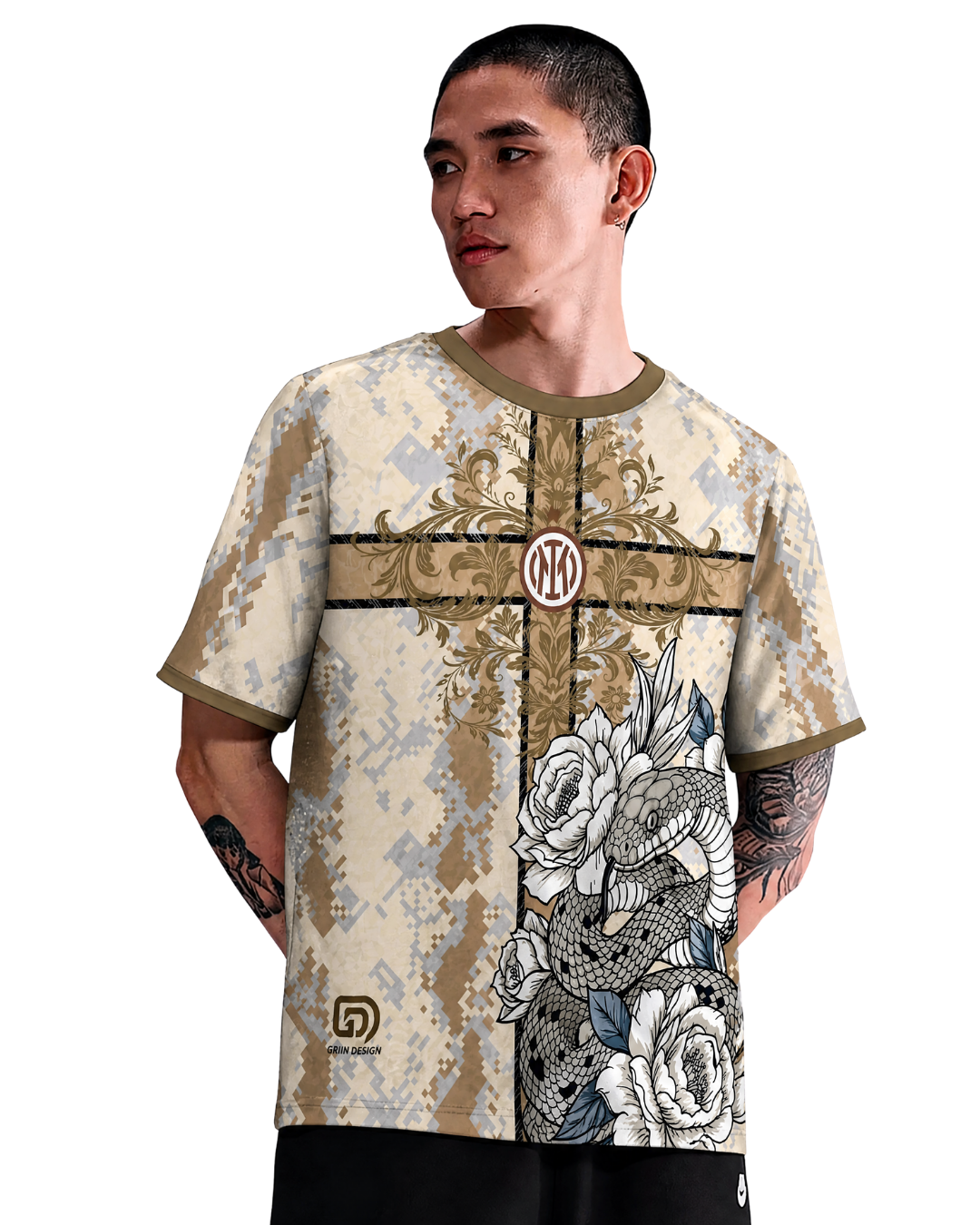 Inter Jersey Il Biscione Floral Cross Camo Beige