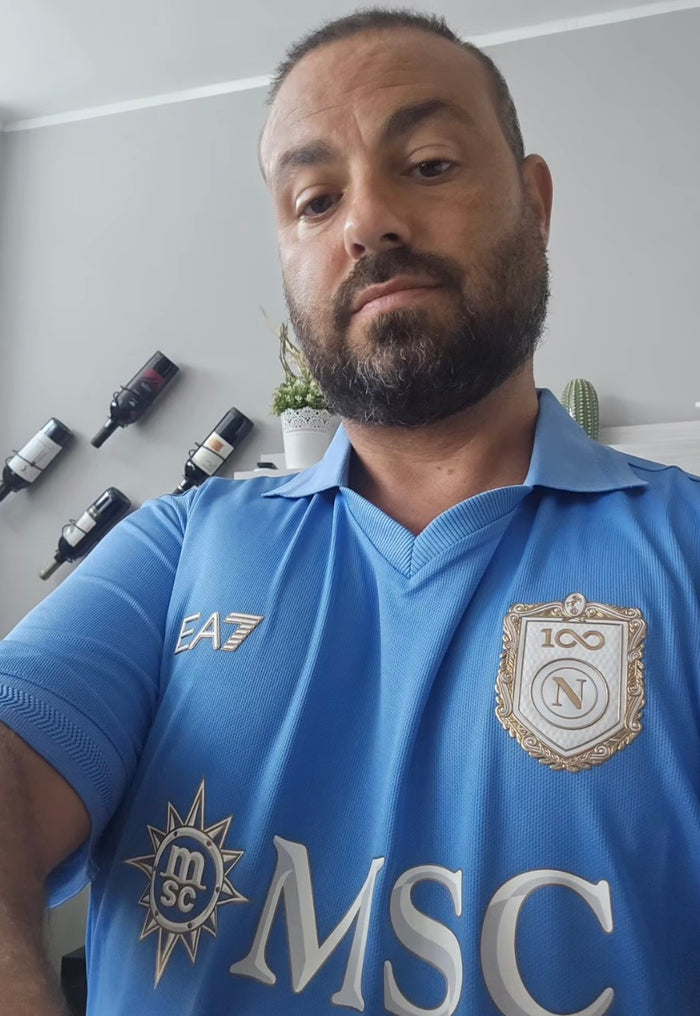 Customer wearing Napoli jersey
