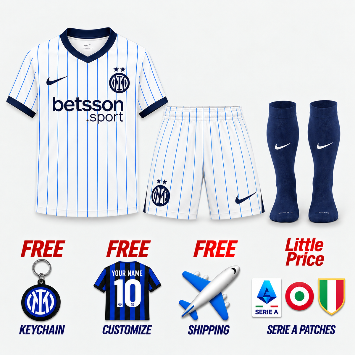 Inter Away 26/27 - combo adulto maglia pantaloncini e calzettoni
