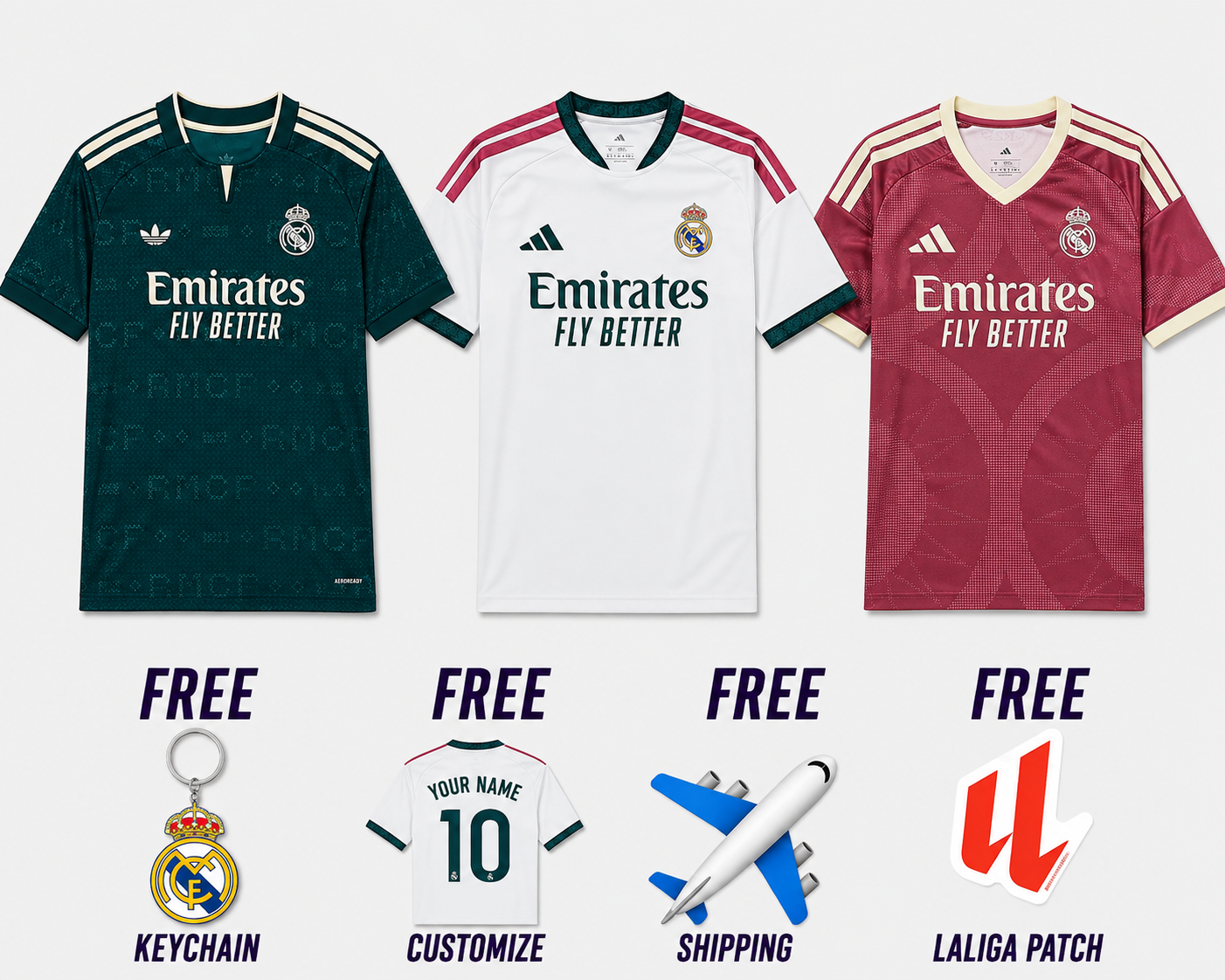 Combo Real Madrid Home Away Third 2026/27